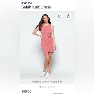 Z Supply Reddish Pink Asymmetrical Ruched Wrap Dress size medium.